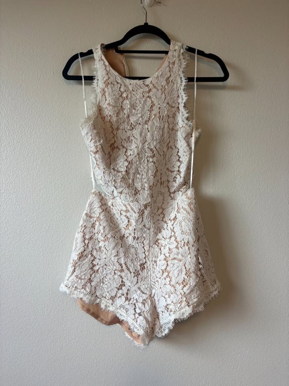 Endless Rose Ivory Floral Lace Cutout Romper - Size M